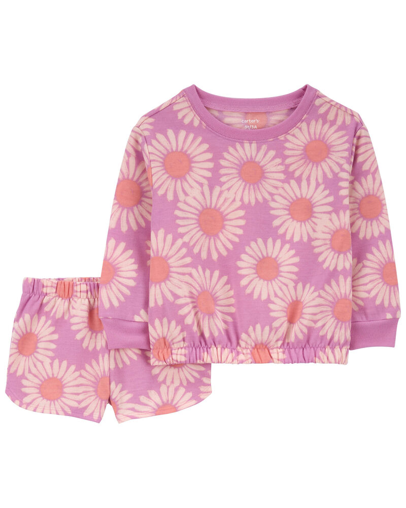 Toddler 2-Piece Daisy French Terry Pajamas, image 1 of 3 slides