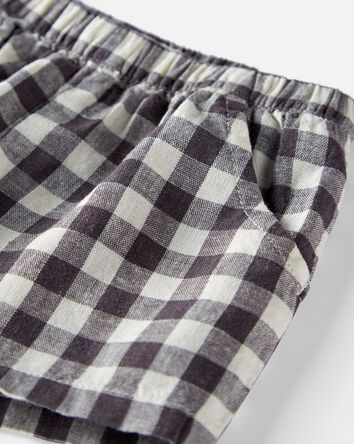 Toddler Gingham Shorts Made With Linen, 