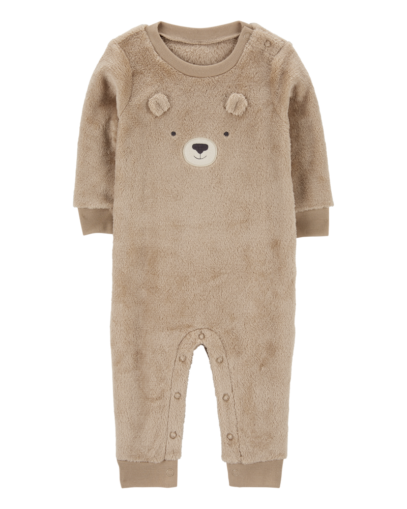 Baby Bear Fuzzy Jumpsuit, image 1 of 3 slides