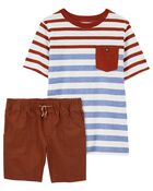Kid 2-Piece Striped Pocket Tee & Pull-On All Terrain Shorts Set

, image 1 of 5 slides