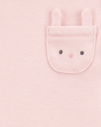 Baby Girl 5-Pack Floral Bunny Short-Sleeve Cotton Bodysuits - Pink