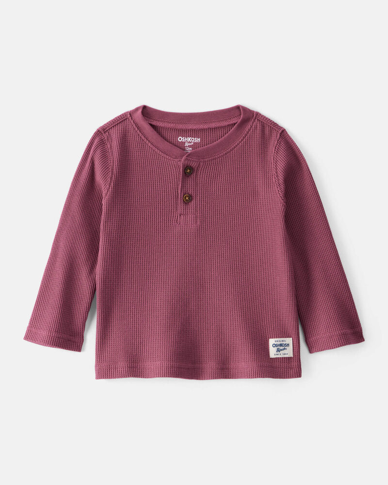 Baby Boy Long-Sleeve Henley Shirt - Red, image 1 of 3 slides