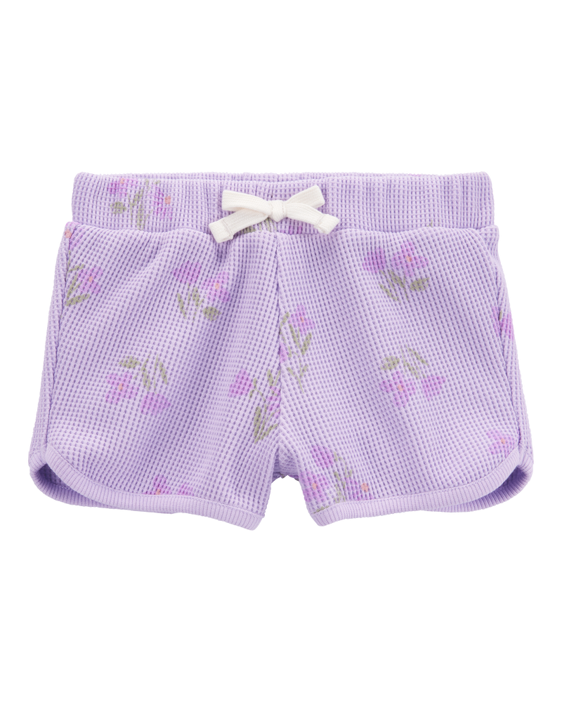 Baby Floral Waffle Knit Shorts - Purple, image 1 of 4 slides