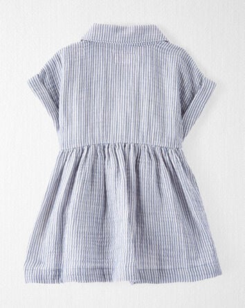 Baby Organic Cotton Striped Button-Front Dress, 