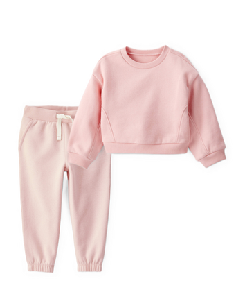 Baby Girl 2-Piece Daydream Fleece Pullover Sweatshirt & Joggers Set - Pink, 