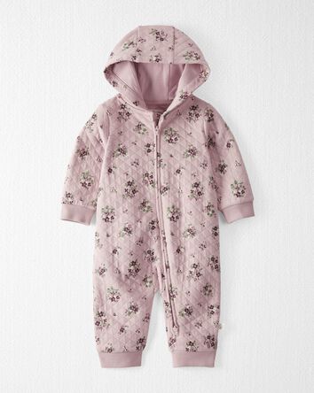 Baby Girl Quilted Double Knit Floral Pram Made with Organic Cotton, 