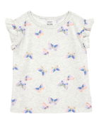 Toddler Butterfly Print Short-Sleeve Fashion Top - Grey, image 1 of 3 slides