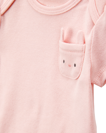 Baby 5-Pack Floral Bunny Short-Sleeve Cotton Bodysuits, 