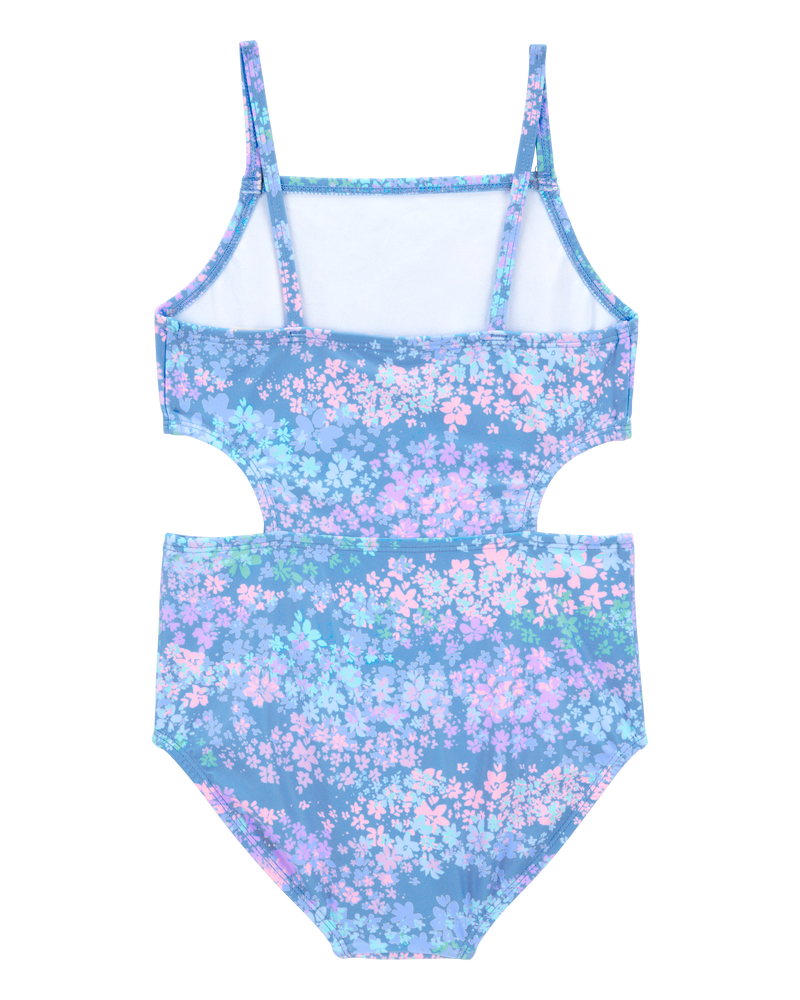 Girls 1-Piece Floral Cut-Out Swimsuit, image 2 of 4 slides