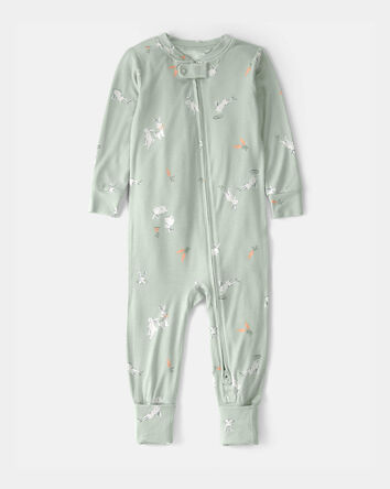 Baby Easter Bunny PurelySoft 2-Way Zip 1-Piece Pajama - Green, 