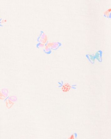 Baby 1-Piece Butterfly 100% Snug Fit Cotton Romper Pajamas - Ivory, 