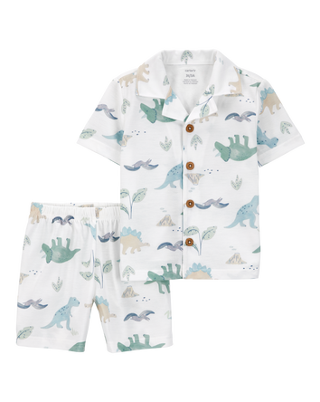 Toddler Boy 2-Piece Dinosaur Coat-Style Loose Fit Pajamas, 