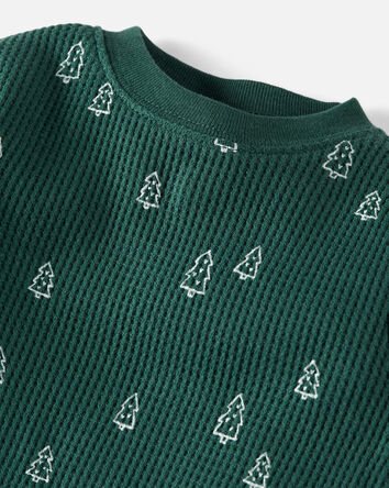 Baby Christmas Tree Print Waffle Knit Pajamas Made with Organic Cotton, 