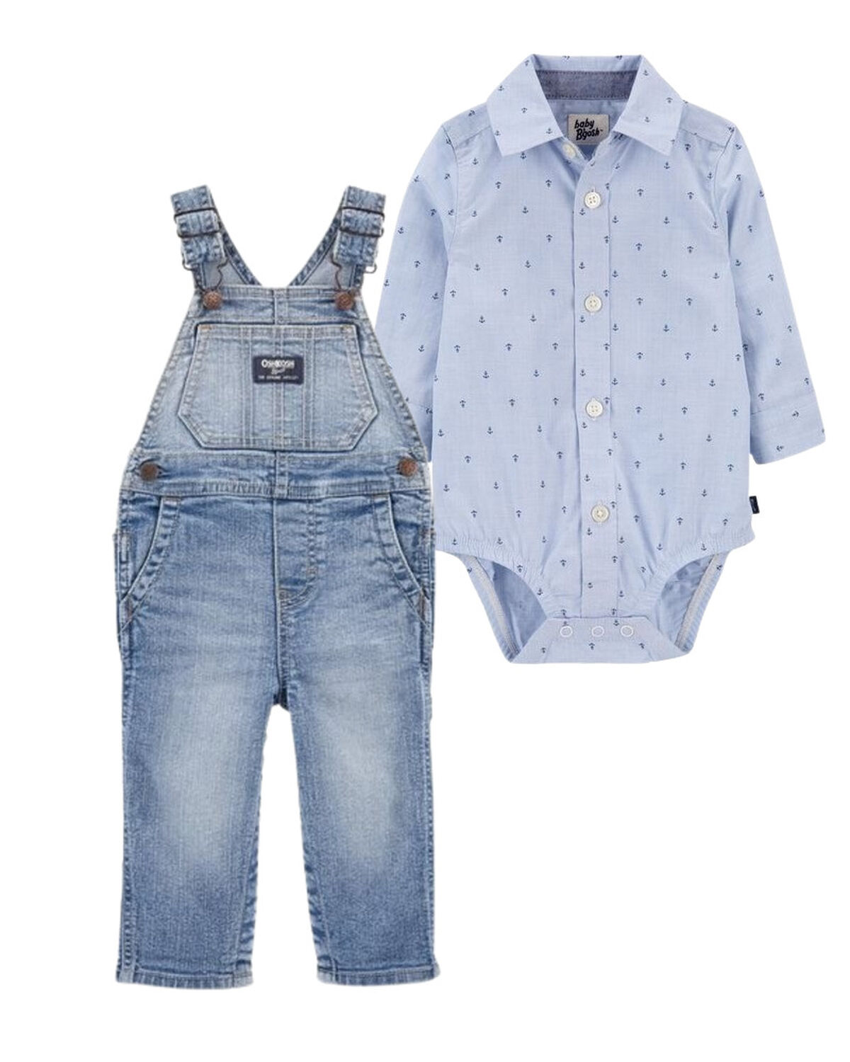 Bundle Baby ButtonFront Bodysuit and Classic Overalls Set