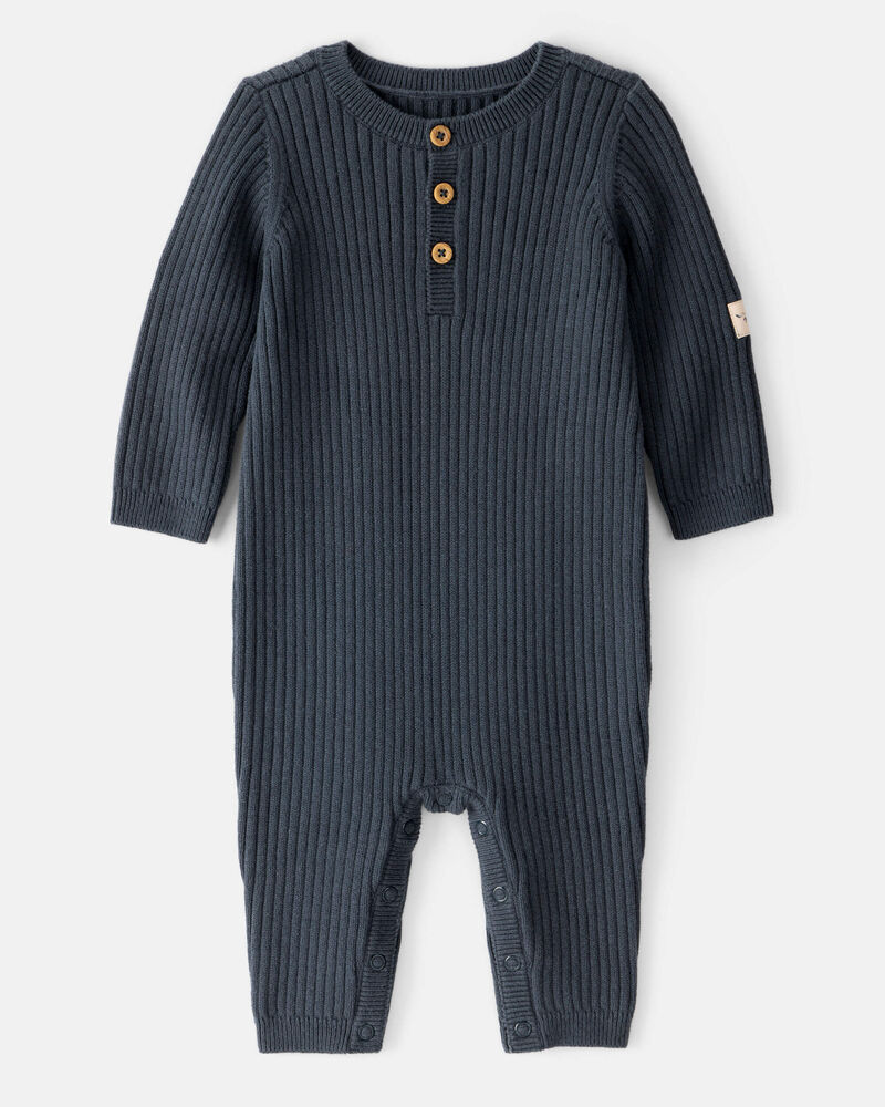 Baby Button-Down Sweater Jumpsuit, image 4 of 5 slides