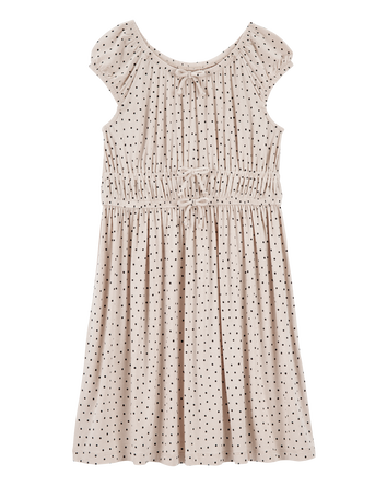 Kid Polka Dot Short-Sleeve Dress - Tan, 