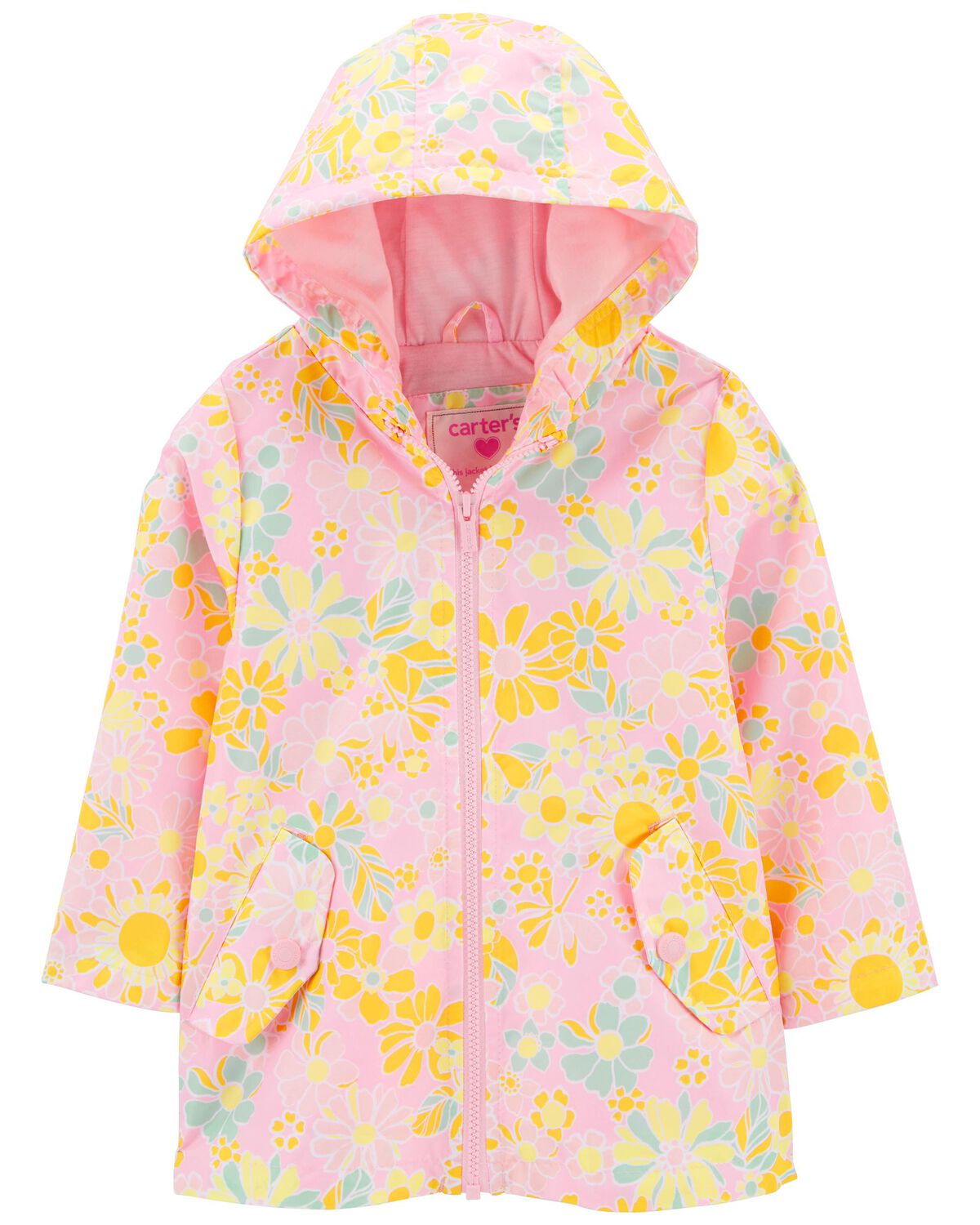 Pink/Yellow Toddler Floral Rain Jacket