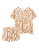 Kid 2-Piece Leopard Print Short Set - Brown, image 1 of 3 slides