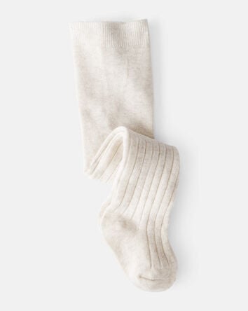 Baby Girl Rib Tights - Cream, 