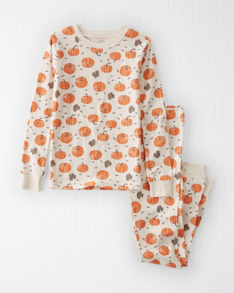 Kid Organic Cotton Pajamas Set in Harvest Pumpkins, image 1 of 4 slides