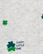 Baby St. Patrick's Day 2-Way Zip Cotton Sleep & Play Pajamas - Grey, image 2 of 3 slides