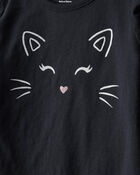 Toddler 2-Piece Halloween Cat Tee & Tulle Skirt Set - Black, image 2 of 6 slides