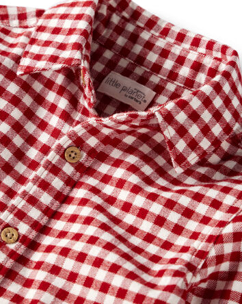 Baby Boy Plaid Organic Cotton Button-Front Flannel Shirt, 