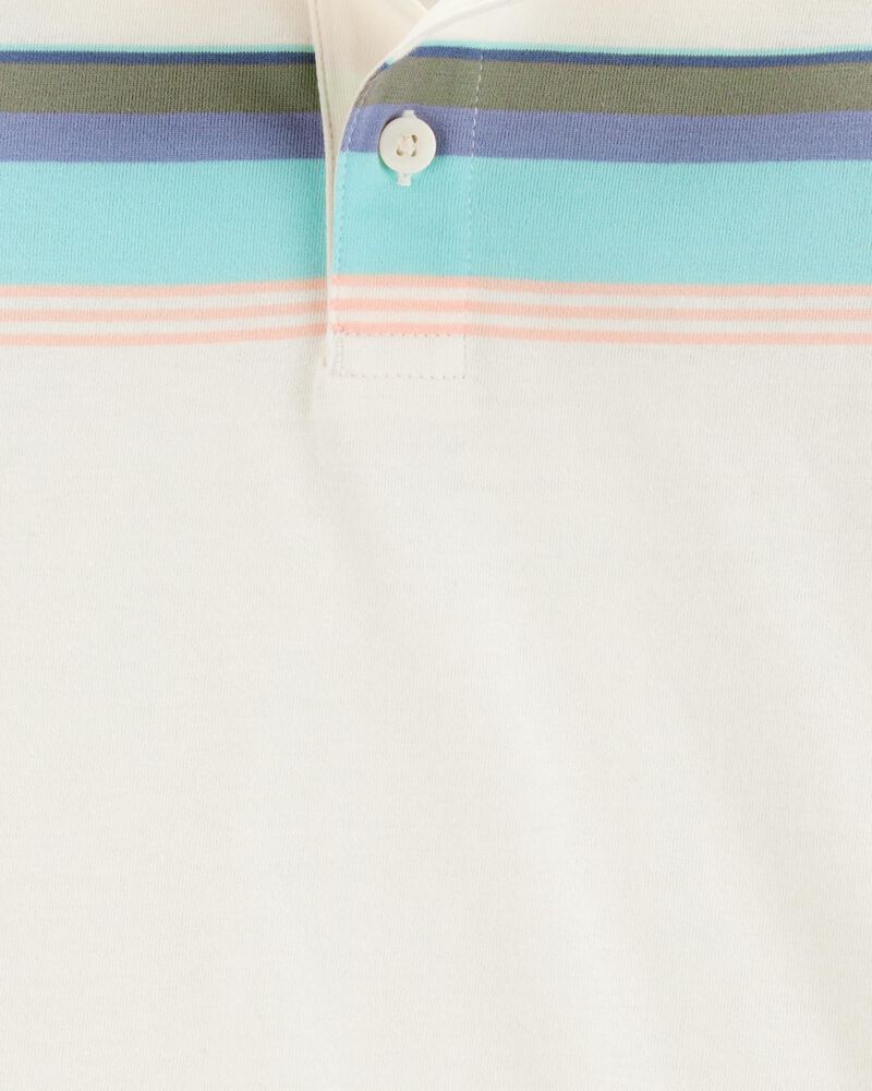 Toddler Striped Short-Sleeve Polo - Cream, image 2 of 3 slides