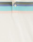 Toddler Striped Short-Sleeve Polo - Cream, image 2 of 3 slides
