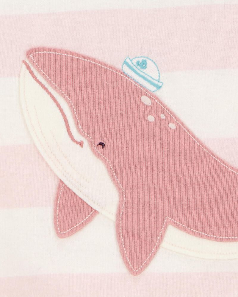 Baby Whale Print Snug Fit Cotton 4-Piece Pajamas, image 3 of 4 slides