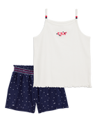 Kid 2-Piece 4th Of July USA Tank & Flowy Pull-On Shorts Set - White/Navy, image 1 of 6 slides
