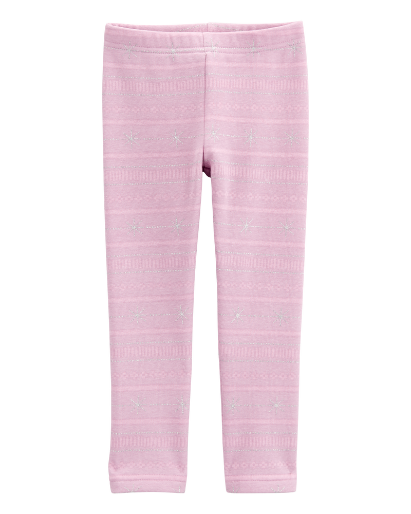 Baby Girl Glitter Snowflake Cozy Fleece Leggings, image 1 of 5 slides