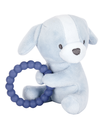 Baby Puppy Plush With Teether - Blue, 