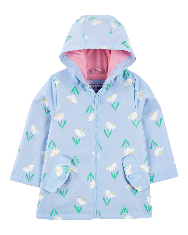 Toddler Floral Color Changing Rain Jacket - Blue, image 1 of 6 slides