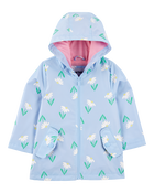 Toddler Floral Color Changing Rain Jacket - Blue, image 1 of 6 slides