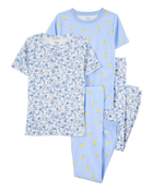 Kid 4-Piece Floral Cotton Pajamas, image 1 of 4 slides
