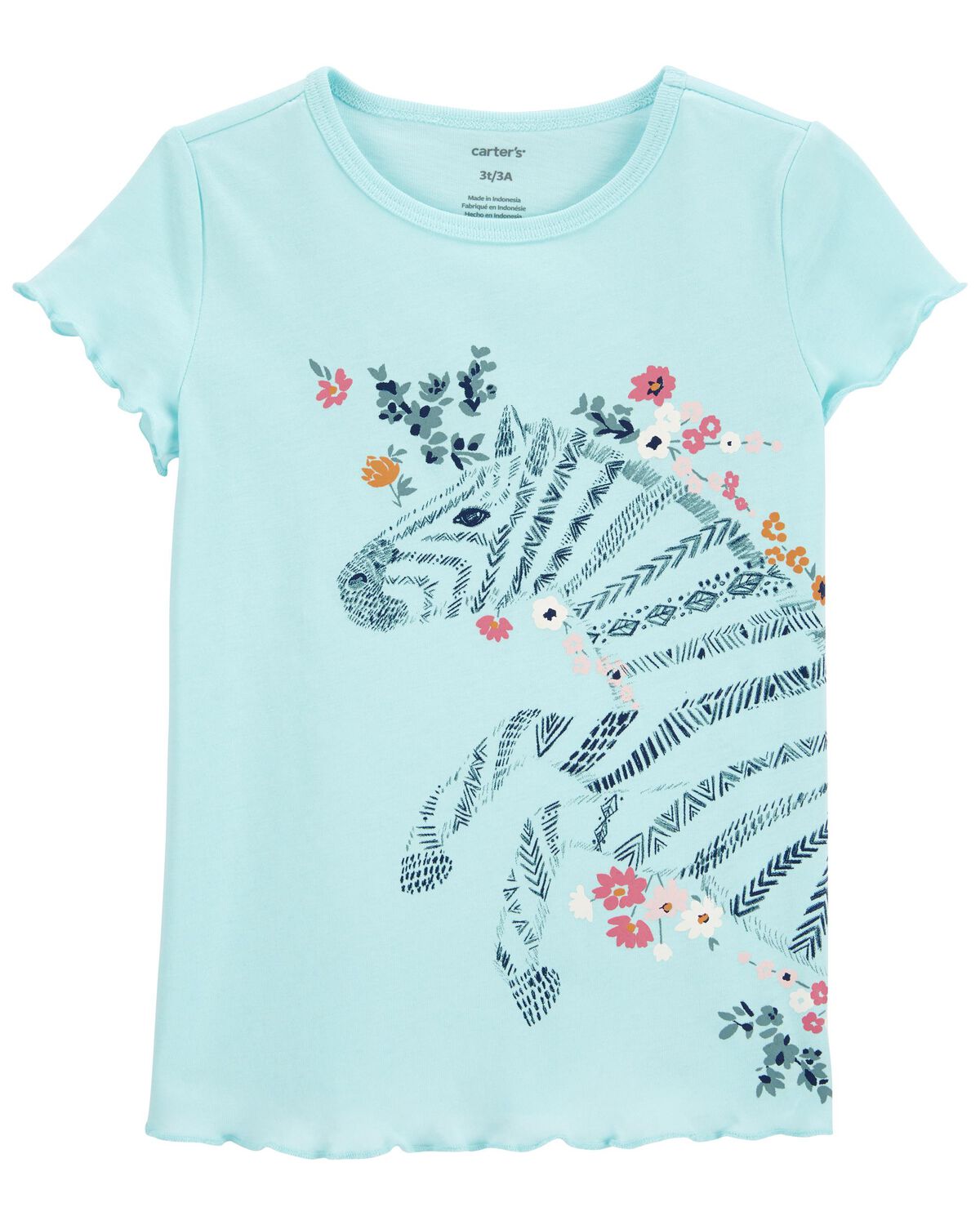 Blue Toddler Zebra Graphic Tee
