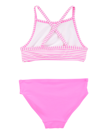 Toddler Girl 3-Piece Tropical Flamingo Print Rashguard Swim Set, 
