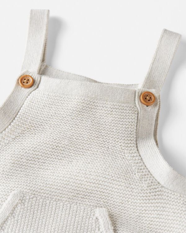 Baby Organic Cotton Sweater Knit Overalls in Heather Gray