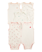 Baby 5-Pack Vegetables Sleeveless Bodysuits - Ivory, image 1 of 7 slides