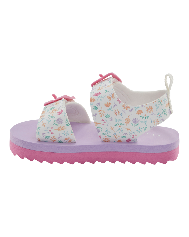 Toddler Casual Floral Sandals - Pink/White, image 6 of 7 slides