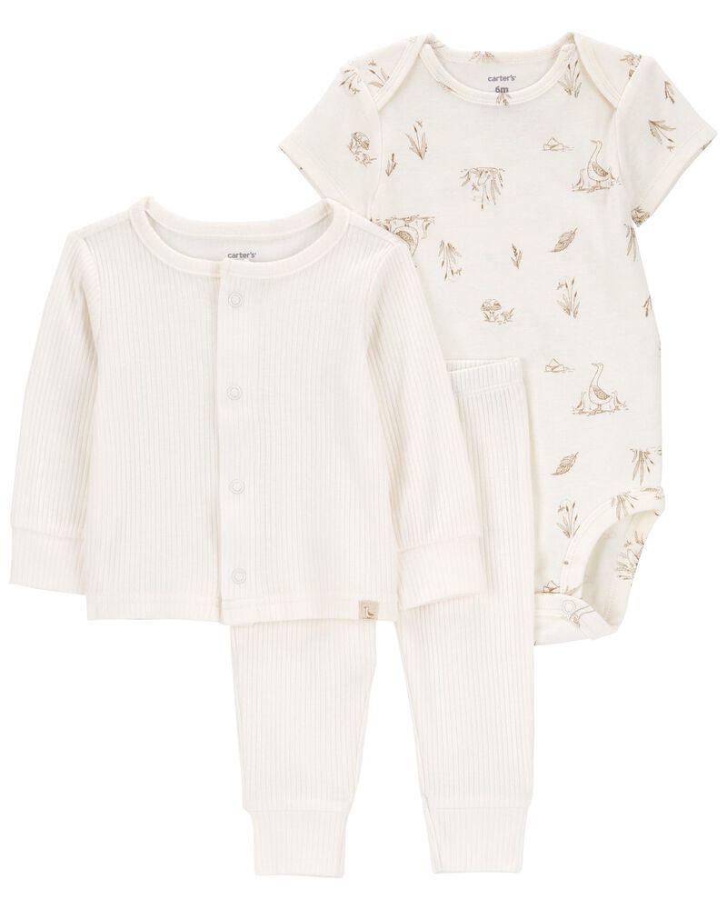 Baby 3-Piece Goose Little Cardigan Set, image 1 of 4 slides