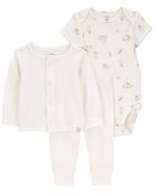 Baby 3-Piece Goose Little Cardigan Set, image 1 of 4 slides