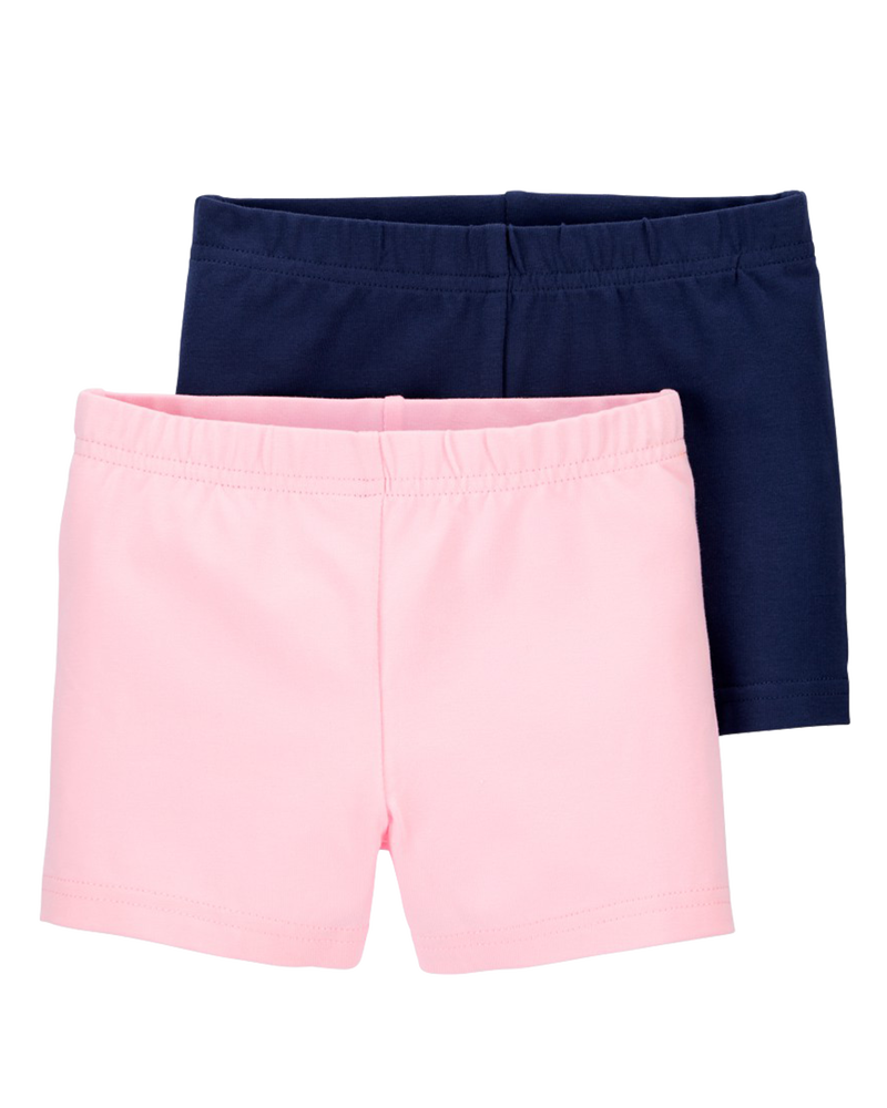 Baby 2-Pack Navy/Pink Bike Shorts, image 1 of 1 slides