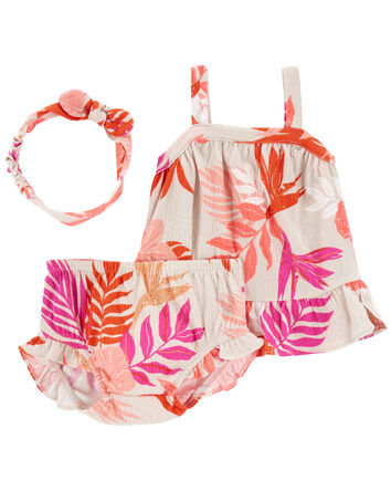 Baby 3-Piece Floral Crinkle Jersey Set, 