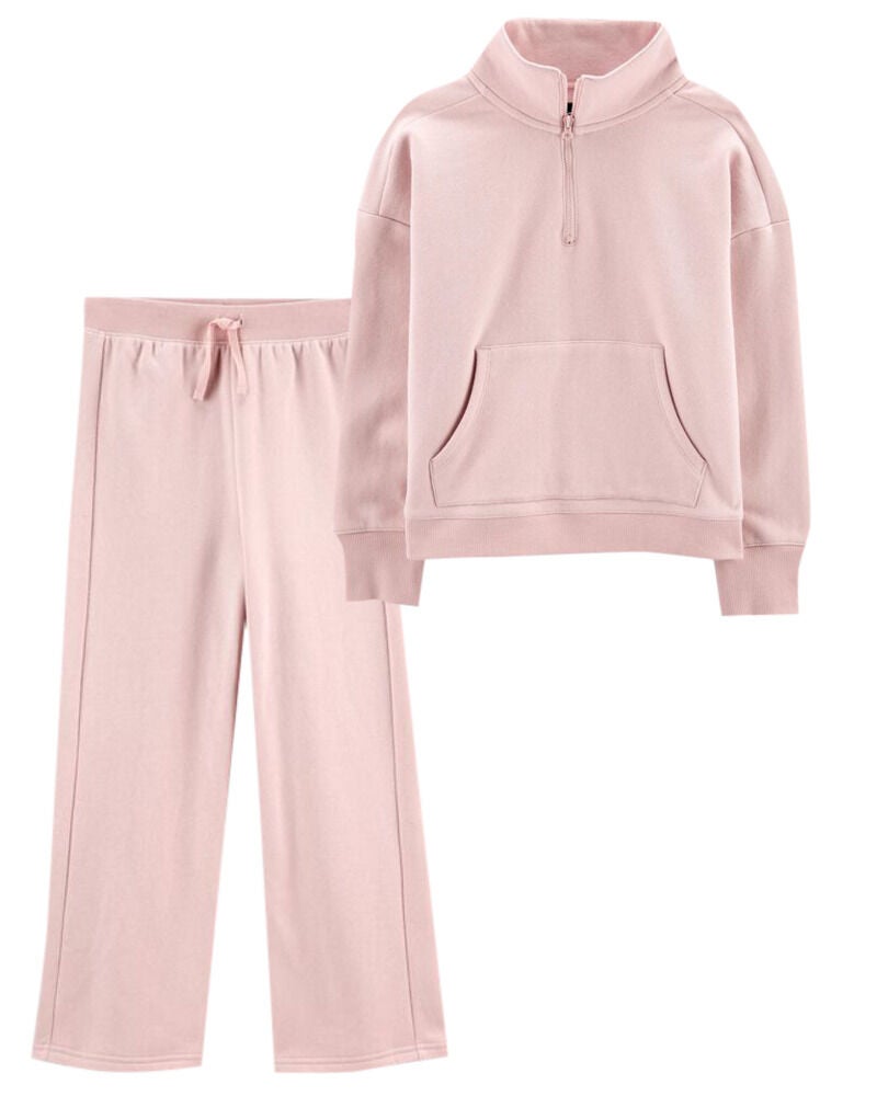 Bundle Kid Half Zip Pullover and Wide Leg Pants Fleece Sweatsuit carters
