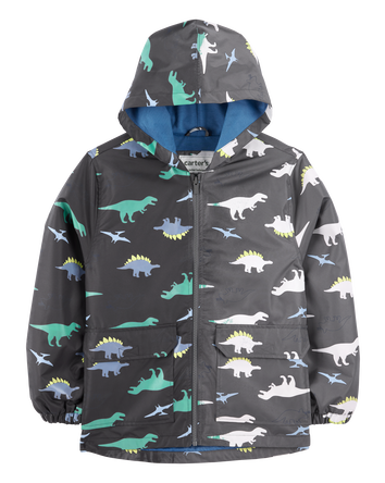 Dinosaur Color Changing Rain Jacket - Grey, 