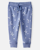 Baby Girl Heart Print Drawstring Joggers - Blue, image 1 of 4 slides