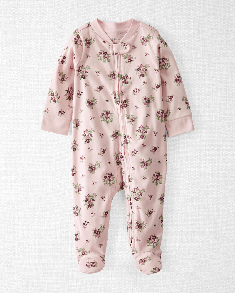 Baby Organic Cotton Sleep & Play in Wildberry Bouquet Pajamas, image 1 of 4 slides