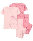 Toddler 4-Piece Unicorn 100% Snug Fit Cotton Pajamas, image 1 of 4 slides